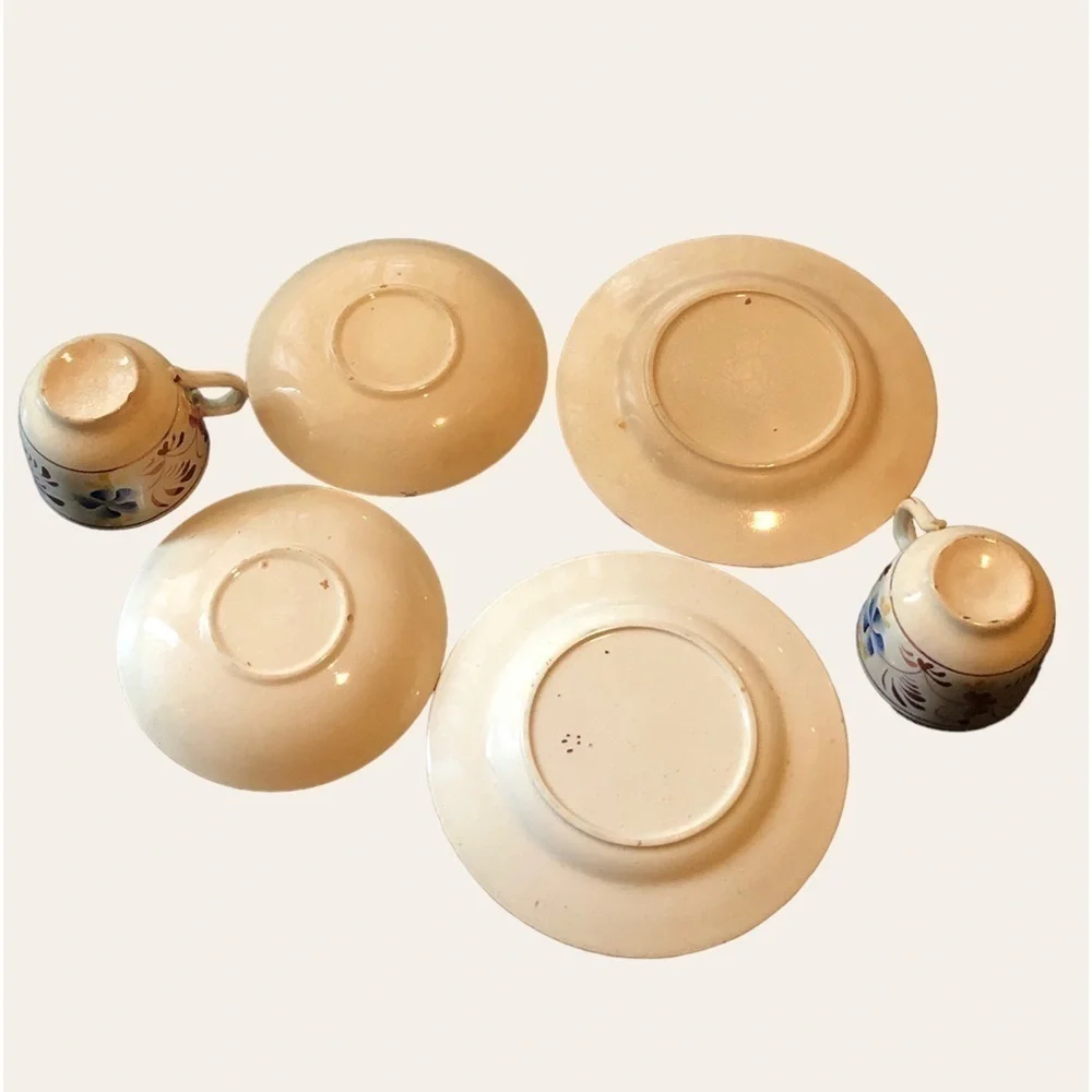 Antique Japan Lusterware Pink Teacups Saucers Set